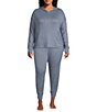 Color:Navy Heather - Image 3 - UGG® Plus Size Elettra Solid Brushed Knit Long Sleeve Coordinating Lounge Hoodie