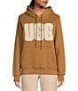 Color:Chestnut/Plaster - Image 1 - Rey Fuzzy Logo Long Sleeve Hoodie