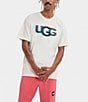 Color:White - Image 1 - UGG® Rhett Logo Ribbed Crew Neck Short-Sleeve Sleep Tee