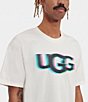 Color:White - Image 3 - UGG® Rhett Logo Ribbed Crew Neck Short-Sleeve Sleep Tee