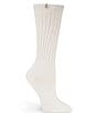 Color:White - Image 1 - Rib Knit Slouchy Crew Socks