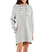 Color:Grey Heather - Image 1 - UGG® Ribbed Cuff Crew Neck Long Sleeve Aderyn Hoodie Dress