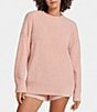 Color:Rose Tea - Image 1 - UGG® Riz Recycled Polyester Cozy Ribbed Knit Crew Neck Drop Shoulder Long Sleeve Coordinating Lounge Top
