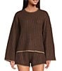 UGG Rylynn Cable Knit Long Bell Sleeves Round Neck Coordinating Pullover - Image 1