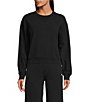 Color:Black - Image 1 - UGG® Seleste Crew Neck Long Sleeve Ribbed Hem Micro Terry Pullover