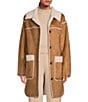 Color:Chestnut - Image 1 - UGG® Takara Faux Shearling Collared Button Front Jacket