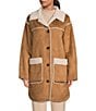 Color:Chestnut - Image 4 - UGG® Takara Faux Shearling Collared Button Front Jacket