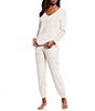 Color:Moonbeam - Image 3 - UGG® Top Daisy Fleece Cotton Blend V-Neck Long Sleeve Coordinating Lounge Top