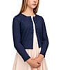 Color:Navy - Image 1 - Big Girls 7-16 Button Up Cardigan