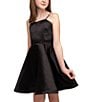 Color:Black - Image 1 - Big Girls 7-16 Fit And Flare Satin Dress