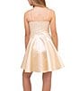 Color:Gold - Image 2 - Big Girls 7-16 Fit And Flare Satin Textured Dress