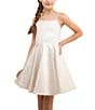 Color:Light Pastel Grey - Image 1 - Big Girls 7-16 Fit And Flare Satin Textured Dress