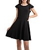Color:Black - Image 1 - Big Girls 7-22 Flutter Sleeve A-Line Dress