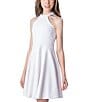 Color:White - Image 1 - Big Girls 7-20 Halter Fit-And-Flare Dress