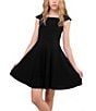 Color:Black - Image 1 - Big Girls 7-16 Pleated Fit-And-Flare Dress