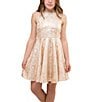 Color:Gold - Image 1 - Big Girls 7-16 Racerback Jacquard Dress