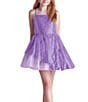Color:Lilac - Image 1 - Big Girls 7-22 Peek-A-Boo Sequin Fit-And-Flare Dress