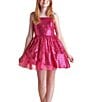 Color:Fuchsia - Image 1 - Big Girls 7-22 Peek-A-Boo Sequin Fit-And-Flare Dress