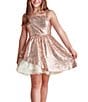 Color:Blush - Image 1 - Big Girls 7-22 Peek-A-Boo Sequin Fit-And-Flare Dress