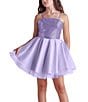 Color:Lilac - Image 1 - Big Girls 7-22 Sequin/Mesh Fit-And-Flare Dress