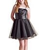 Color:Black - Image 1 - Big Girls 7-22 Sequin/Mesh Fit-And-Flare Dress