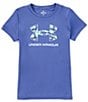 Color:Starlight - Image 1 - Big Girls 7-16 Short Sleeve UA Tech Solid Print Logo T-Shirt