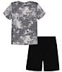 Color:Mod Gray - Image 2 - Little Boys 2T-7 Short Sleeve Printed Tee & Shorts Set