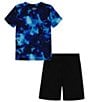 Color:Midnight Navy - Image 2 - Little Boys 2T-7 Short Sleeve Printed Tee & Shorts Set