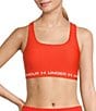 Under Armour Solid Double Layer HeatGear Scoop Neck Cross Back Sports Bra, Color:Fire - Image 1