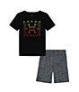 Color:Black - Image 1 - Baby Boys 12-24 Months Short Sleeve Hyperdrive T-Shirt & Trim-Detail Shorts Set