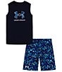 Color:Midnight Navy/Midnight Orb Form/White - Image 1 - Baby Boys 12-24 Months Short Sleeve Orb Form Tank Top & Printed Shorts Set