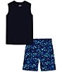 Color:Midnight Navy/Midnight Orb Form/White - Image 2 - Baby Boys 12-24 Months Short Sleeve Orb Form Tank Top & Printed Shorts Set