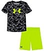 Color:Black Ridge Layers/Hi-Vis Yellow/Black - Image 1 - Baby Boys 12-24 Months Short Sleeve Printed T-Shirt & Solid Shorts Set