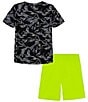 Color:Black Ridge Layers/Hi-Vis Yellow/Black - Image 2 - Baby Boys 12-24 Months Short Sleeve Printed T-Shirt & Solid Shorts Set