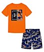 Color:Orange Blast - Image 1 - Baby Boys 12-24 Months Short Sleeve Woodland Camo Tee & Shorts Set