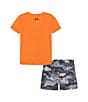 Color:Atomic - Image 2 - Baby Boys 12-24 Short Sleeve UA Printed T-Shirt & Camo Shorts Set