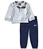 Under Armour Baby Boys Long-Sleeve 1/4-Zip Fleece Pullover & Matching Fleece Jogger Pants Set, Color:Steel - Image 1