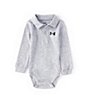 Color:Modern Grey - Image 1 - Baby Boys' Newborn-12 Months Long-Sleeve Polo Bodysuit