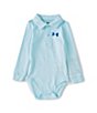 Color:Fuse Teal - Image 1 - Baby Boys' Newborn-12 Months Long-Sleeve Polo Bodysuit