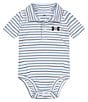 Color:White - Image 1 - Baby Boys Newborn-12 Months Short Sleeve UA Match Play Stripe Polo Bodysuit
