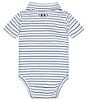 Color:White - Image 2 - Baby Boys Newborn-12 Months Short Sleeve UA Match Play Stripe Polo Bodysuit