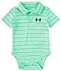 Color:Matrix Green - Image 1 - Baby Boys Newborn-12 Months Short Sleeve UA Match Play Stripe Polo Bodysuit