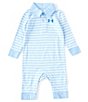 Color:Carolina Blue - Image 1 - Baby Boys Newborn-18 Months Stripe Polo Coverall