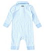 Color:Carolina Blue - Image 2 - Baby Boys Newborn-18 Months Stripe Polo Coverall