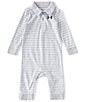 Color:Modern Grey - Image 1 - Baby Boys Newborn-18 Months Stripe Polo Coverall