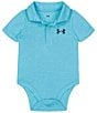Color:Fresco Blue - Image 1 - Baby Boys Newborn-9 Months Short Sleeve UA Match Twist Bodysuit