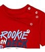 Color:Red - Image 3 - Baby Boys Newborn-12 Months Short Sleeve UA Rookie Deck Bodysuit and Printed Shorts Set