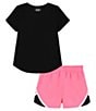 Color:Black - Image 2 - Baby Girls 12-24 Months Short Sleeve Sway Jersey T-Shirt and Core Shorts Set