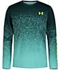 Color:Hydro Teal Radial Turquoise/HVY - Image 1 - Big Boys 8-20 Long Sleeve Illumine Gradient Logo Shirt