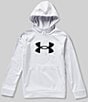 Color:Halo Gray - Image 1 - Big Boys 8-20 Long Sleeve UA Armour Fleece Big Logo Hoodie